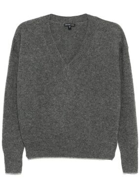 James Perse V-Neck 100% Cashmere Sweater Heather Gray size XS chic 90s fall